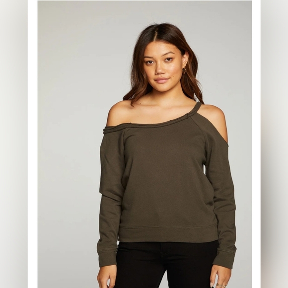 Chaser Sweaters - Chaser Off-Shoulder Distressed GRAY Sweater